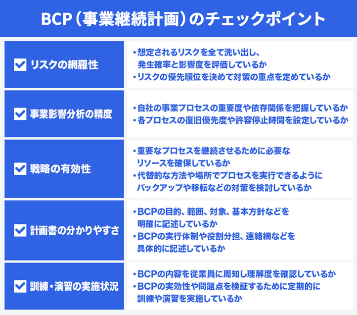 BCP（事業継続計画）のチェックポイント